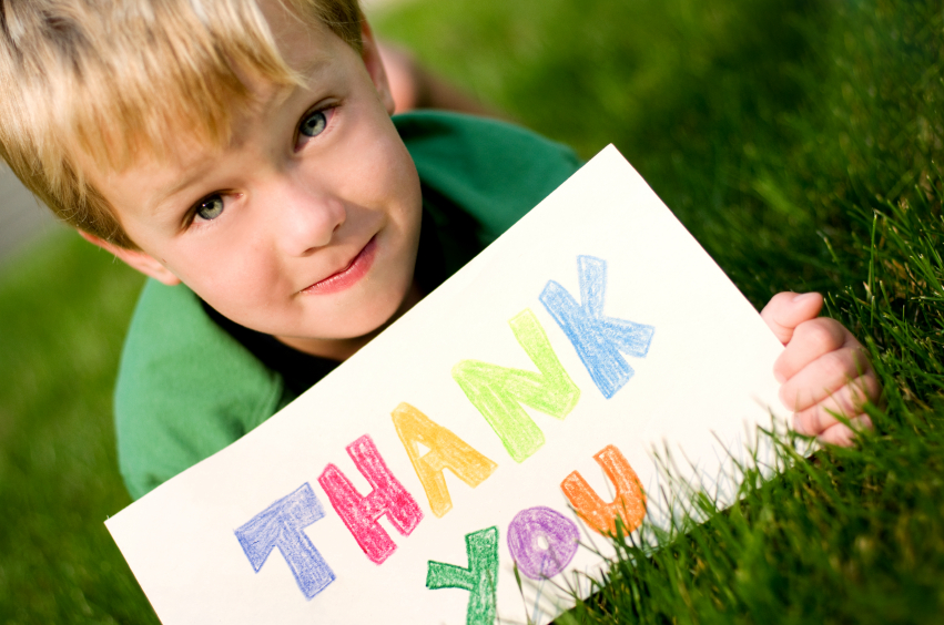 Boy Holding Thank You Card